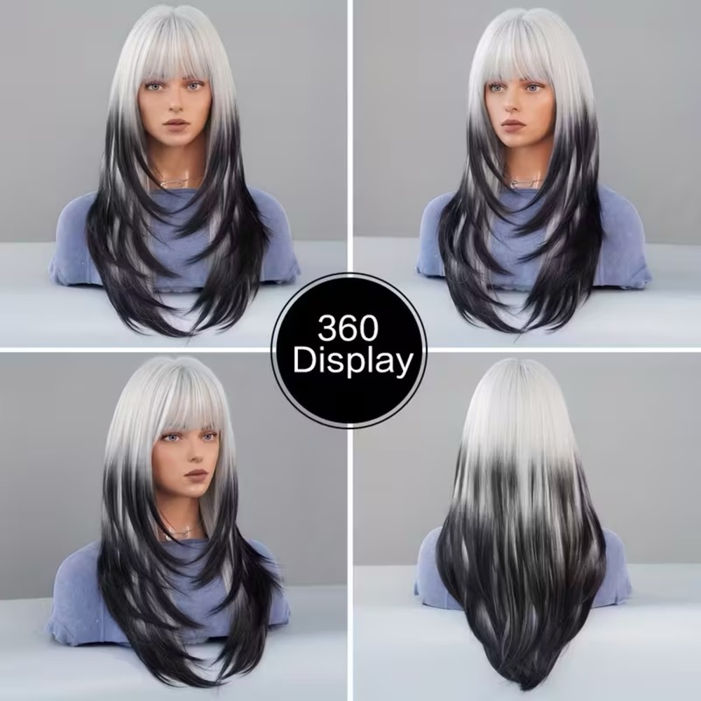 🆕Stylish Ombre Black & White Wig - Picture 1 of 10